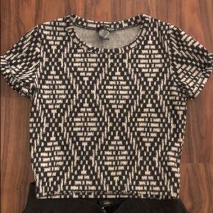 AQUA Short-Sleeve Crop Black/White